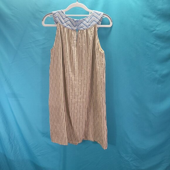 THML Womens XS Sleeveless Striped Dress With Embroidered Blue Chevron Neckline - Picture 7 of 10